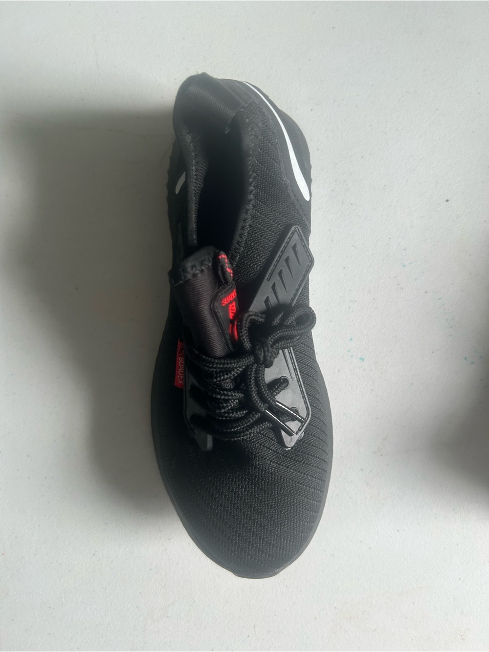 Men's Black Knit Sneakers with Red Detail - Picture 6 of 12